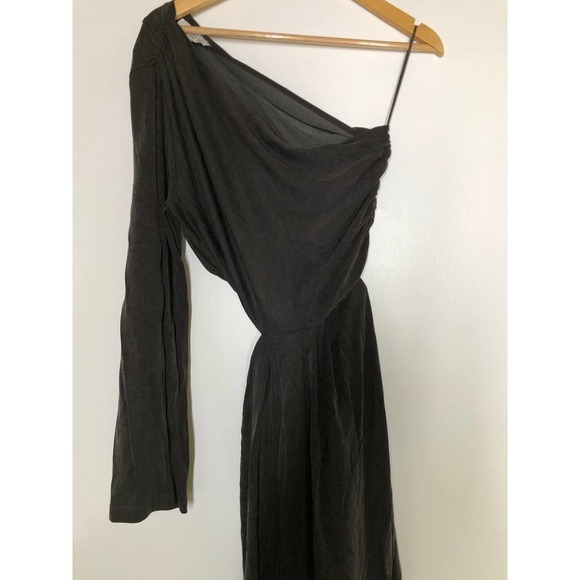Something Navy One Shoulder Gown Cutout Maxi Black L - Picture 7 of 15